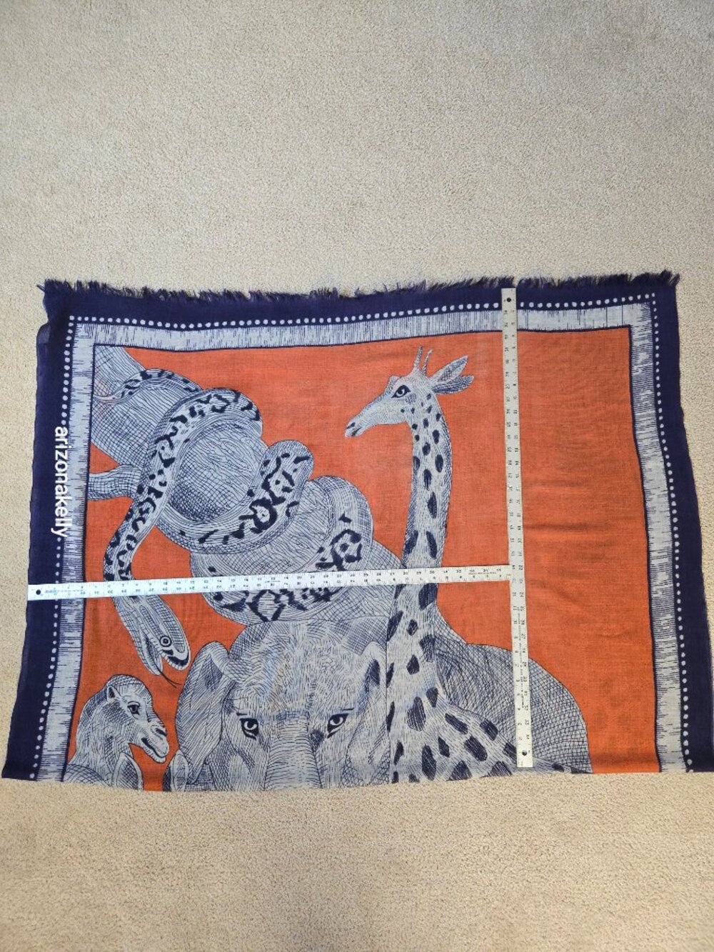 NWOT Inouitoosh Wool Scarf Safari African Animals Elephant Lion Giraffe Zebra - Picture 10 of 12